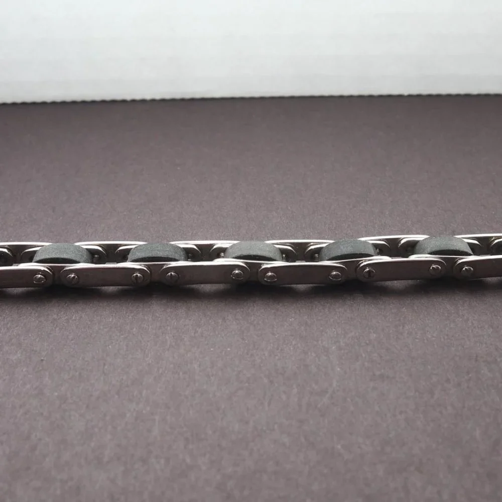 Very Cool Surgical Grade Stainless Steel and Rubber Inserts Men's Bracelet.